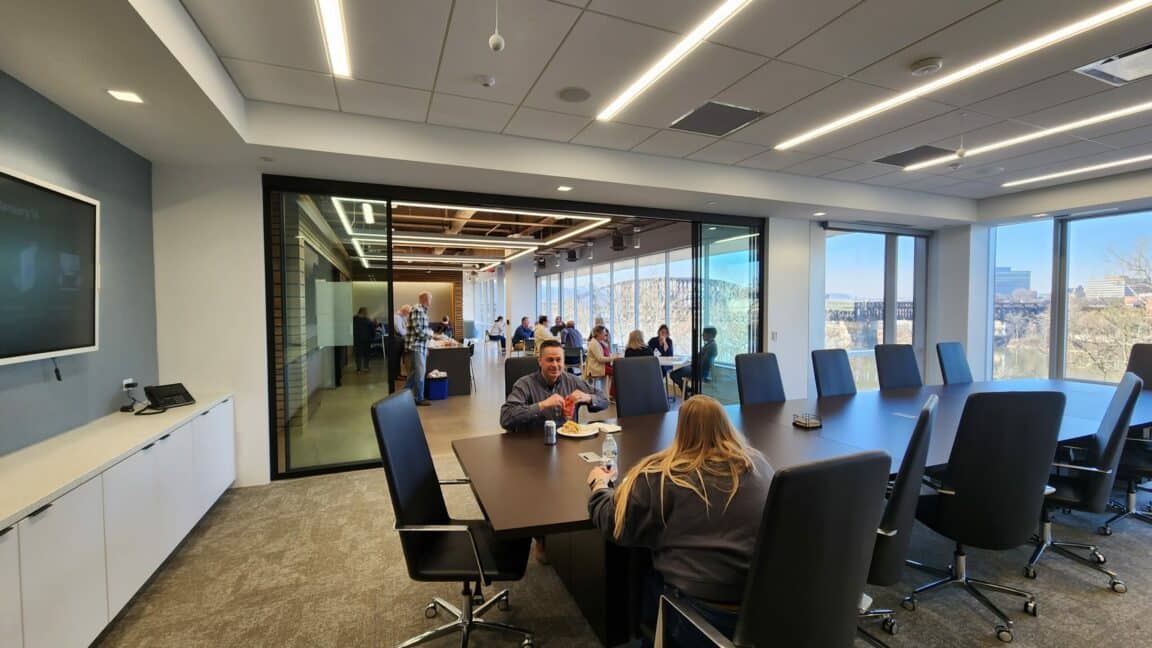 Conference room look as Buncher celebrates their move